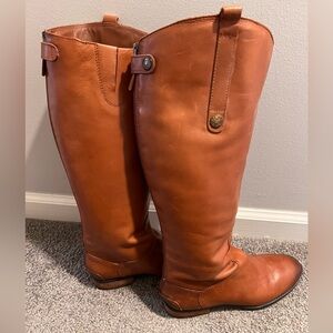 Camel color leather riding boots